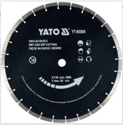 Диск алмазний сегментний по бетону YATO : Ø= 400x 25,4 мм. t= 3,6 мм, YT-60004